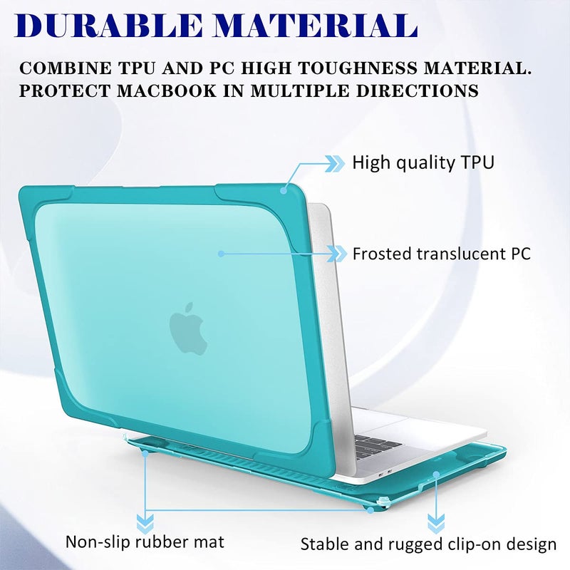 Mektron for MacBook Pro 13 Case M1 M2 A2338 A2289 A2251 2022 2021 2020 Release, Heavy Duty Slim Hard Shell Dual Layer Protective Cover with Fold Kickstand Pro 13 inch Touch Bar & Touch ID, Sky Blue - Image 3